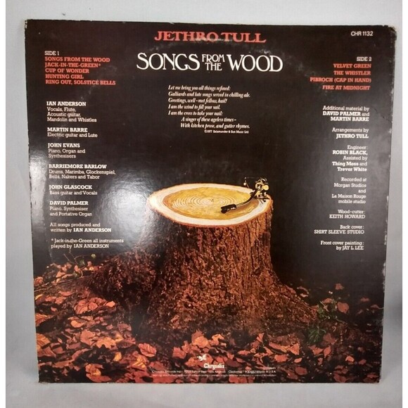 Jethro Tull "Songs From The Wood" LP vinyl Record CHR 1132, 1977 - Picture 2 of 12